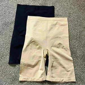 UNDER WHERE TUMMY/THIGH HIGH WAIST SHAPERS SIZE 1X TAN/BLACK LOT 2